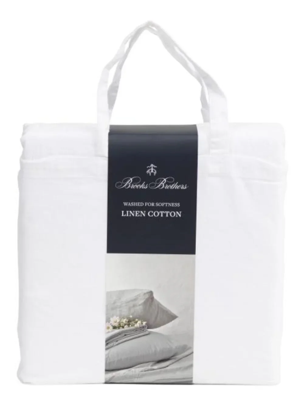 BROOKS BROTHERS Linen And Cotton Blend Washed Sheet Set
